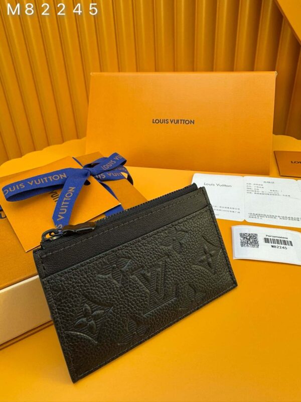 Louis Vuitton coin purse leather Black full pattern men's